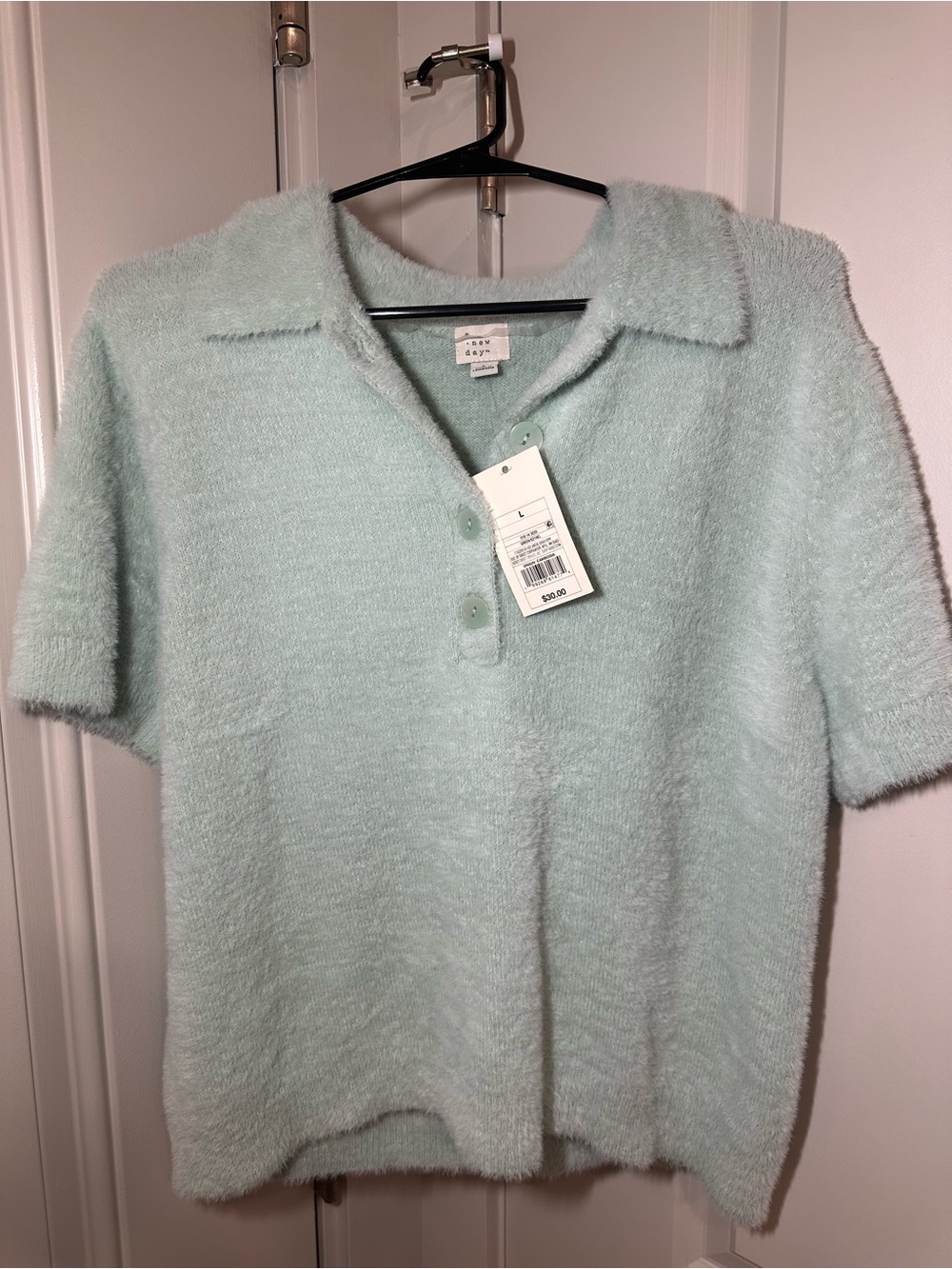 A New Day cozy knit polo top - Mint Green